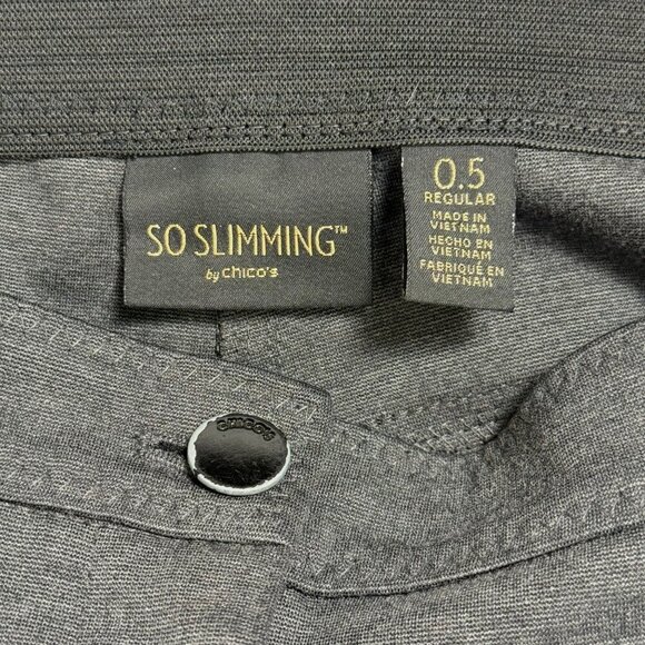 Chicos So Slimming Peyton Pants Womens Sz 0.5 (6) Dark Gray Ponte Knit Tapered - Picture 7 of 11